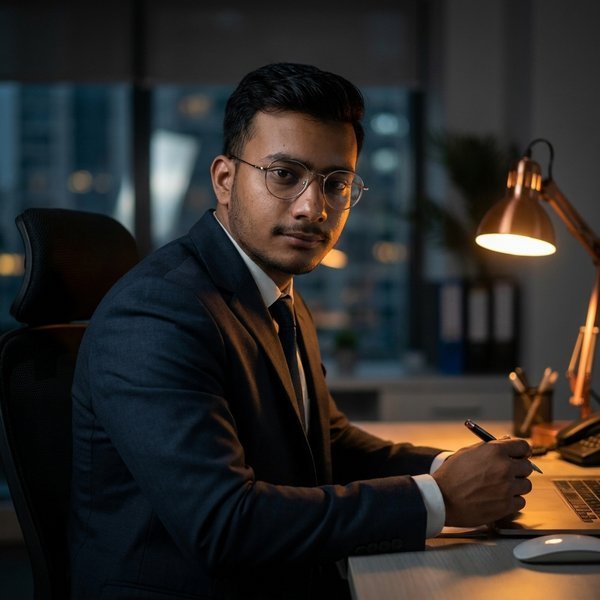 Muhammad Abuzar working at desk